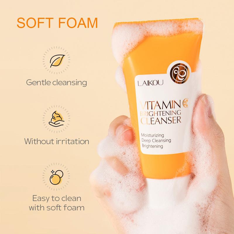 Sữa Rửa Mặt Làm Sáng Da Mặt, LAIKOU, Làm Sạch Sâu, Với Vitamin C, Thích Hợp Cho Mụn Đầu Đen, Sữa Rửa Mặt Dạng Bọt, 50g 1