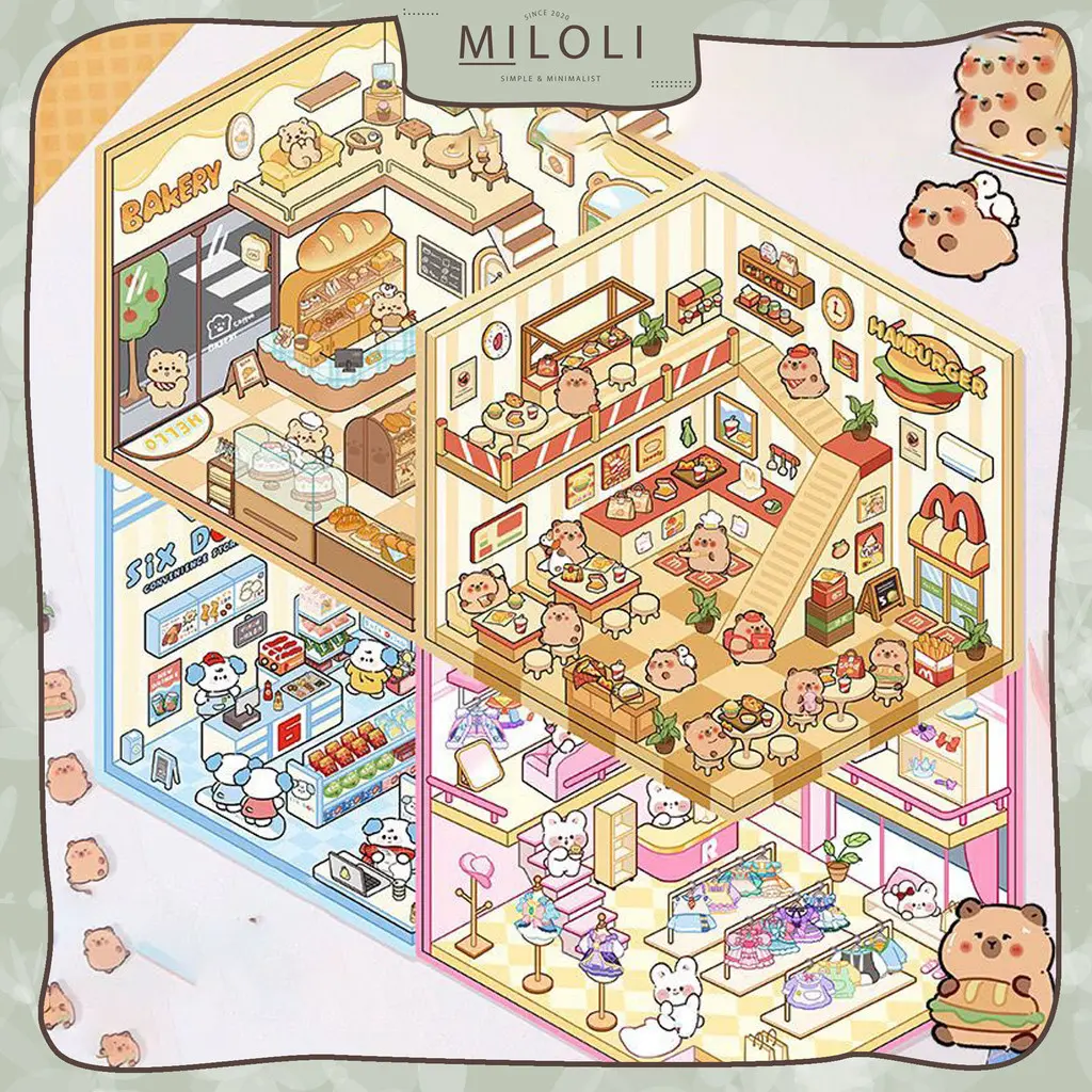 [MILOLI] 1Pcs SWEET CARTOON LANDSCAPING CAPYBARA Sticker PET Planner 3D DIY Scrapbook Stiker Dekor Jurnal - B0498