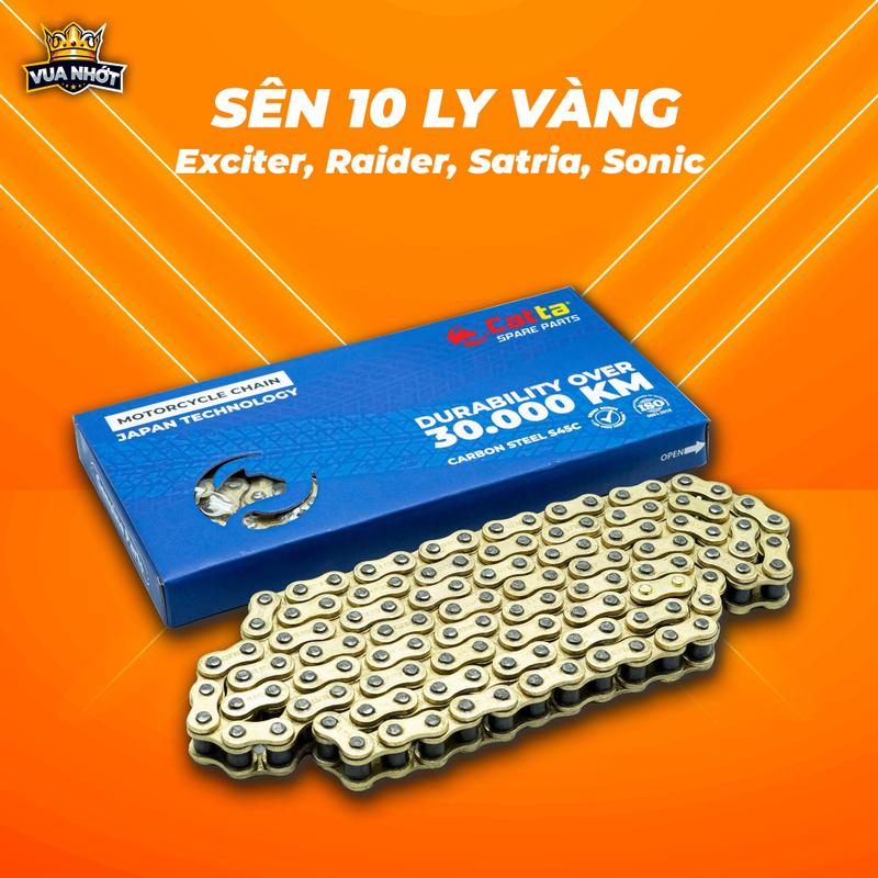 Phụ Tùng Sên Xe Máy CATTA 10 Li Vàng 428H 102L-132L Cho Xe Sirius, Ex 150, Winner, Wave, Dream, Future, Satria, Raider, Sonic, Taurus