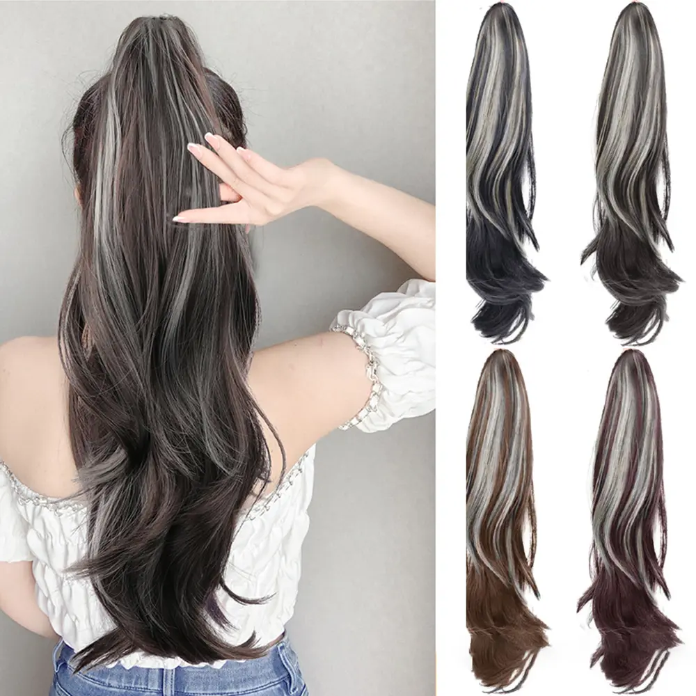 Tóc Giả Xoăn Tạo Khối Cho Nữ, Tóc Đuôi Ngựa Cao, Tóc Giả Có Kẹp, Nhuộm Tự Nhiên Lông Mịn, Nhuộm Chọn, Tóc Đuôi Ngựa, Tóc Nối