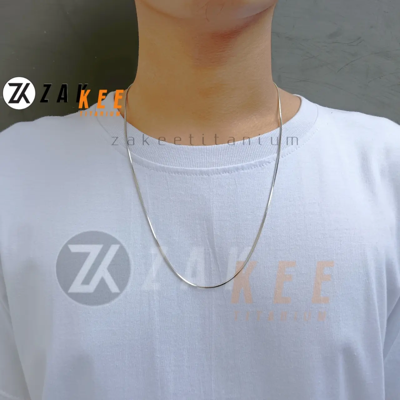 Kalung Titanium Pria Wanita Silver Perak Anti Karat Cowok Cewek Keren Panjang 45cm 50cm 60cm kalong Premium Stainless