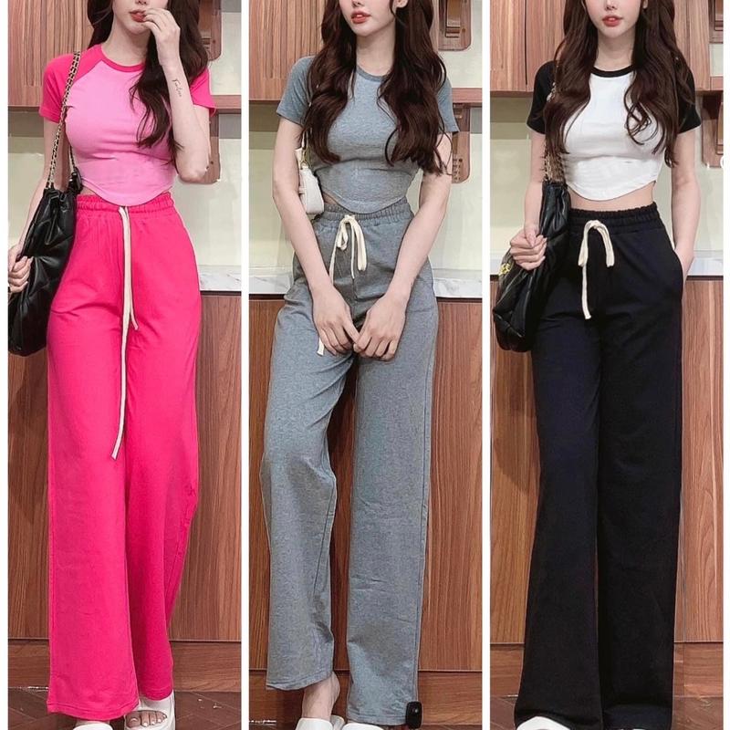 S882 [SALE] set bộ nữ tay phối lai bầu có túi chất len trung Nhung Áo