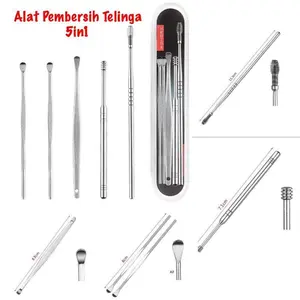 (SP) KOREK KUPING 5 IN 1 / PAKET ALAT PEMBERSIH TELINGA SET 5IN1 STAINLESS STEEL