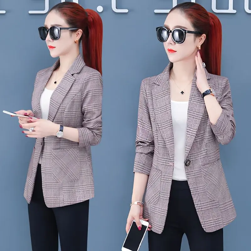 Áo Blazer Kẻ Sọc Phong Cách Hàn Quốc Dáng Ôm, Bộ Sưu Tập Mới Mùa Thu 2024, Bộ Đồ Nhỏ Thường Ngày Cho Nữ, Áo Ngắn Cỡ Nhỏ Jacket Top