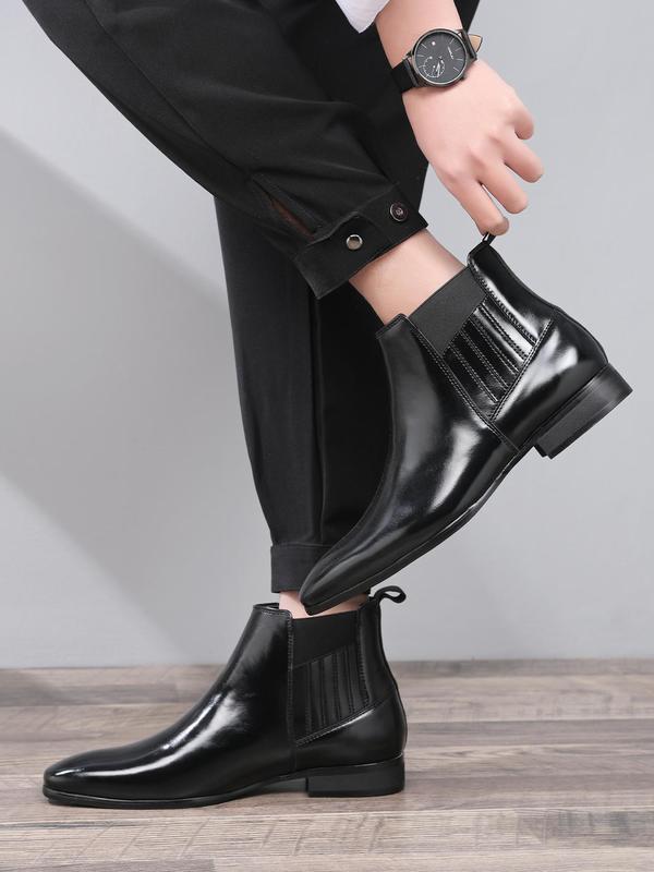 Men's Business Style Solid Color Chelsea Boots, Fashionable PU Leather Ankle Boots for Daily Wear, Casual Trendy Shoes for Party, Daily Clothing Decor 2