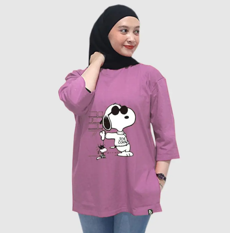 Kaos Riziqu Spony Bahan Katun Combat 20s Lengan 7/8 Karakter Bawah Belah Samping Tebal Nyaman 2