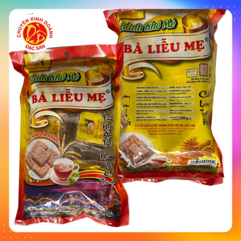 Combo 3 gói bánh khô mè Bà Liễu Mẹ - Món đặc sản Đà Nẵng ngon xốp giòn ít ngọt 250g/gói 2