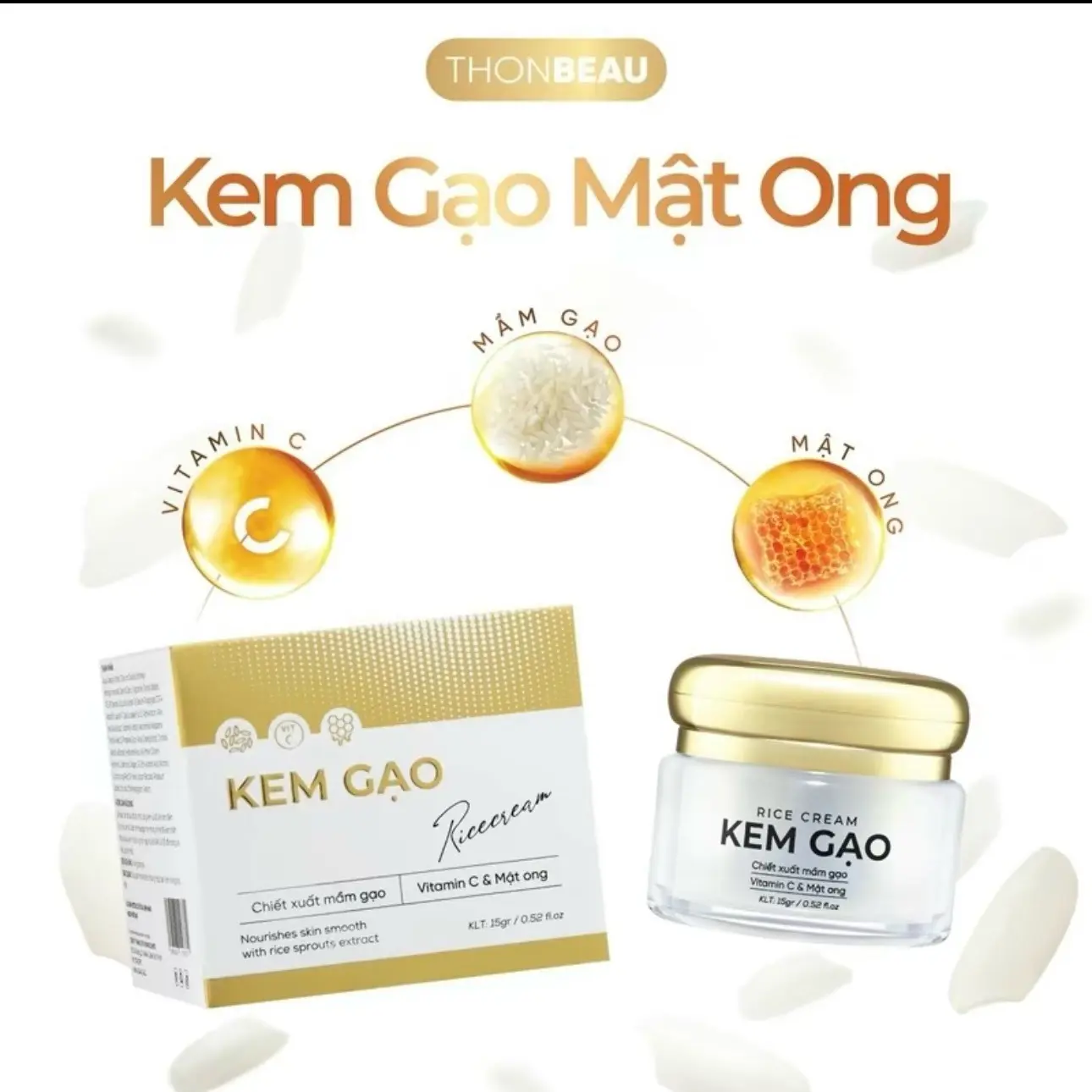 KEM FACE GẠO MẬT ONG HỘP [15 gram] Skincare Chăm Sóc Da Dưỡng Ẩm Da