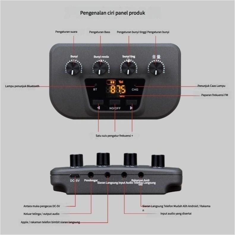 Product Introduction of High-Quality Sound Card, Dual Microphone, Suitable for Home and Car Karaoke, Wireless Microphone, Bluetooth Speaker, Microphone Set, Dual Car and Home Use, Singing and Speaker 18