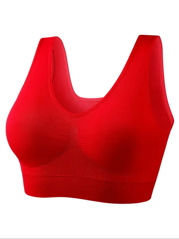 【Plus Size】 Solid Wireless Bra, Comfortable Breathable Bra, Women's Plus Size Underwear for All Seasons 6