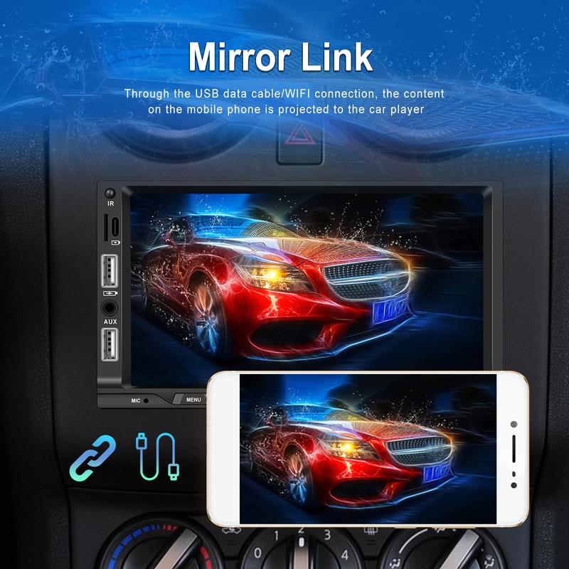 Product Introduction of Compatible with 7inch Dual-Socket MP5 Player - Wireless CarPlay with Microphone for Car Central Control Integrated System 46
