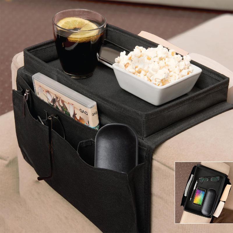 Sofa Armrests Storage Bag, Multifunctional Living Room Furniture Foldable Sofa Side Organizer for Remote Control, Snack, Magazines, Water Cup, Home Accessories 3