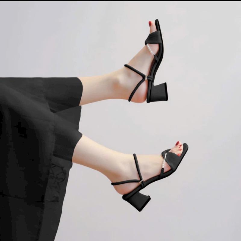 ( Tăng 1 size ) Giày Gót quai hậu dây ngọc chéo cao 5 phân thời trang (029) 1