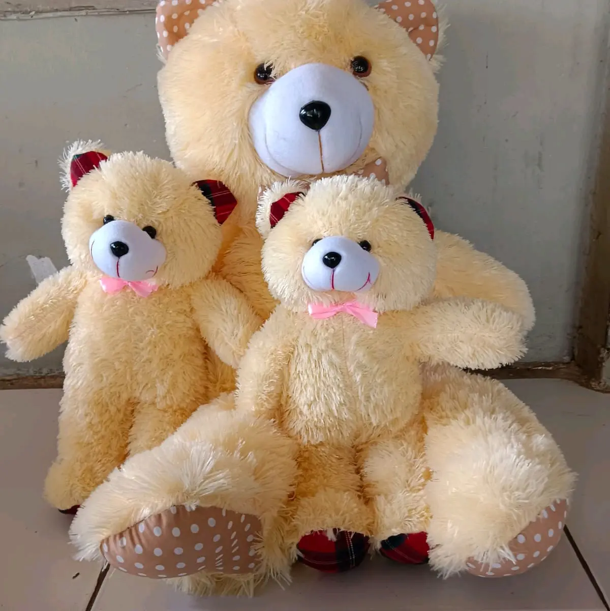 Paket boneka Teddy Bear ukuran 70cm 1 besar 2 kecil