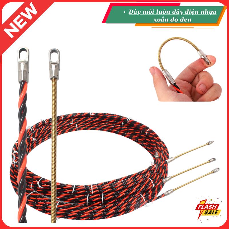 Dây mồi luồn dây điện nhựa xoắn đỏ đen-,độ dài 5M- 10M-15M-,20M-,25M-,30M-50m 0