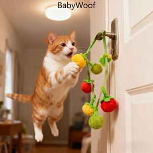 BabtWoof 3PCS 猫玩具可爱番茄造型 逗猫棒 仿真柿子 耐咬神器 宠物用品 猫狗玩具