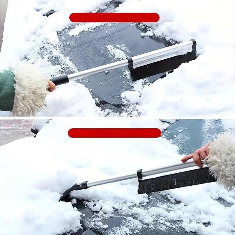 Universal Off-road Car Snow Tire Anti-skid Chain & Retractable Snow Shovel Set, Durable Rolled Belt & Car Windshields Snow Brush Set for Winter 2