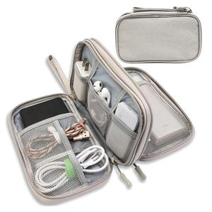 Bolsa portátil de doble capa para almacenar cables, 1 unidad contenedor de almacenamiento impermeable, bolsa de almacenamiento multi-rejilla para viajes y uso diario