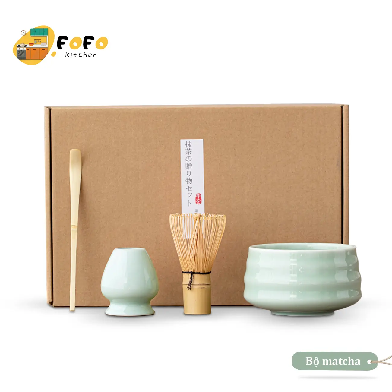 Bộ chổi chasen đánh matcha tre Bộ dụng cụ pha matcha Bát đánh matcha Cây đánh trà xanh matcha Phới pha matcha FOFO