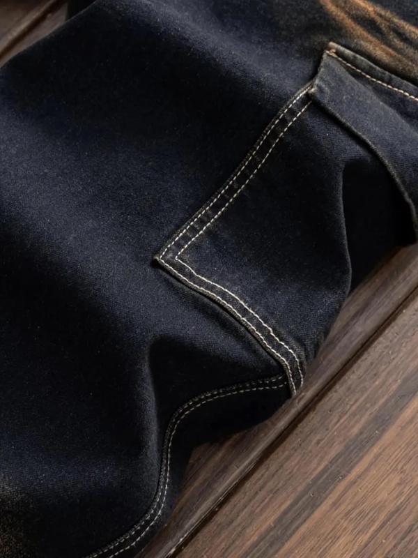 Men's Colorblock Denim Jeans, Regular Fit Casual Comfy Fashion Jeans for Daily Wear, Men's Bottoms for All Seasons, Cotton 3