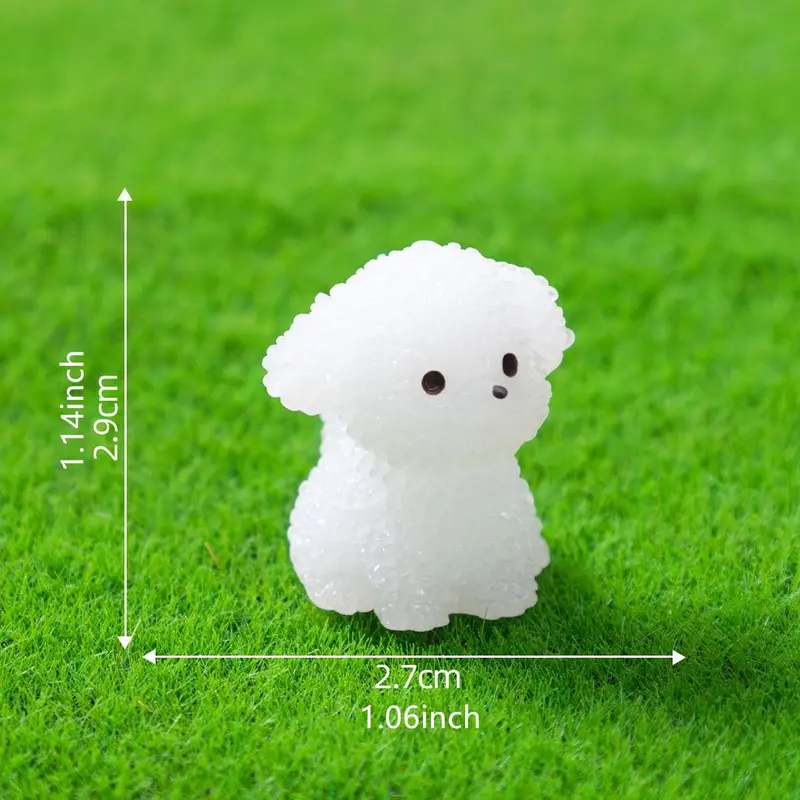 Cute Dog Design Resin Ornament, Mini Luminous Dog Decoration, Desktop Decoration for Home Office Car, Home Decor Supplies 6
