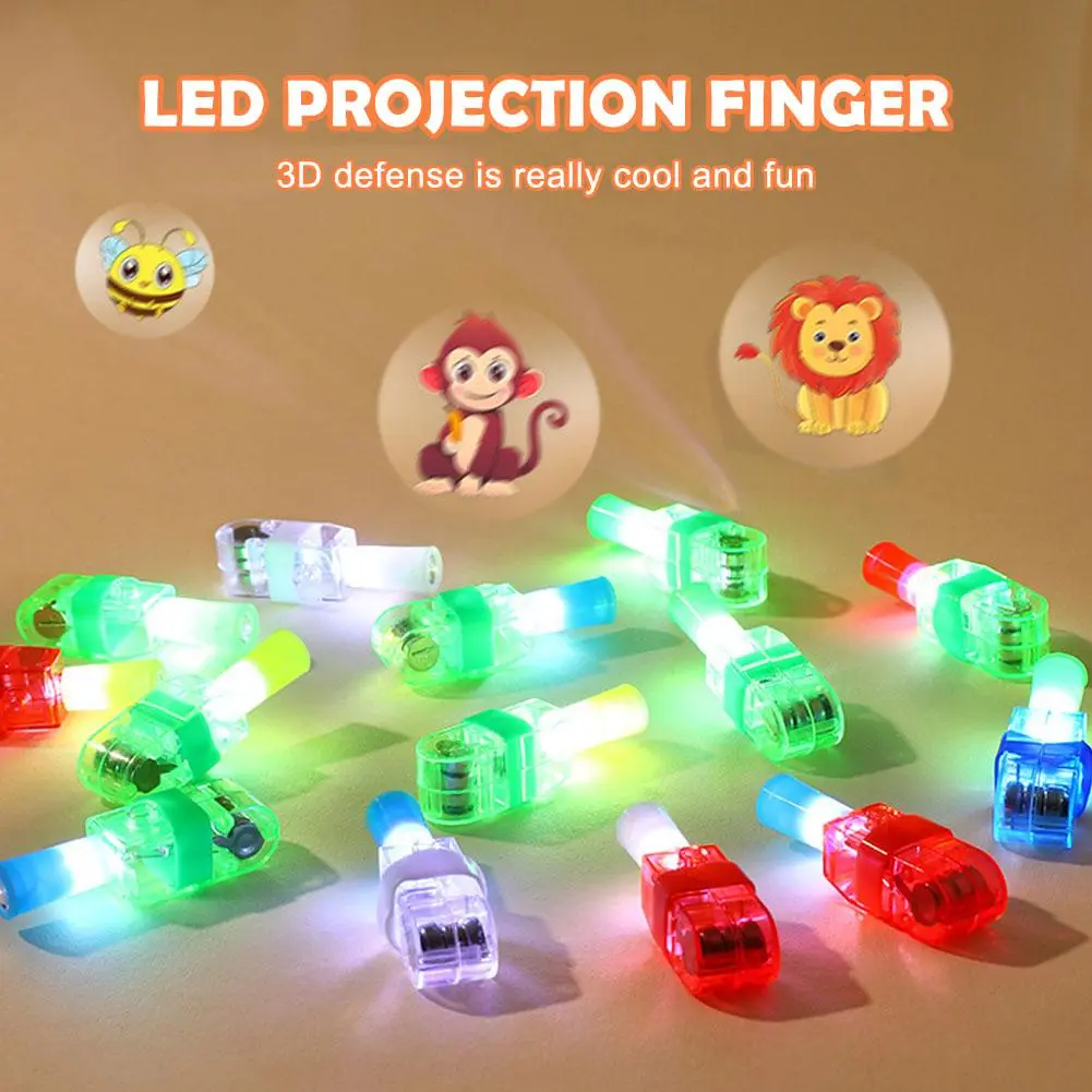 Đèn LED Ngón Tay Đồ Chơi, Cho Trẻ Em, Chiếu Họa Tiết Hoạt Hình, Đạo Cụ Tiệc Tùng, Đèn Chơi, Đèn Ngủ