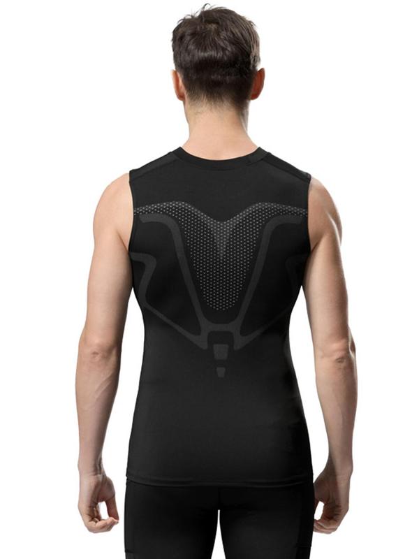 Men's Graphic Round Neck Sleeveless Shapewear Top, High Stretch Breathable Shaper Tank Top, Men Shapewear Top for Outdoor Daily Workout, Activewear 4