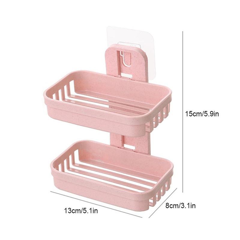 Product Introduction of Hộp Xà Phòng Không Đục Lỗ Thiết Kế Sáng Tạo, Treo Tường, Giá Để Đồ, Cốc Hút, Giá Để Xà Phòng Hai Lớp, Thoát Nước Trong Phòng Tắm 15