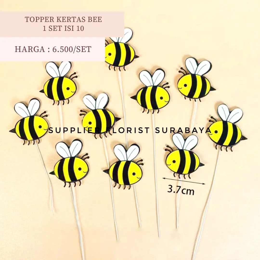 SFS - [1 SET ISI 10] TOPPER KERTAS LEBAH BEE TAWON CAKE DECORATION HIASAN KUE TART BEE KUNANG KUNANG DEKORASI BIRTHDAY CAKE