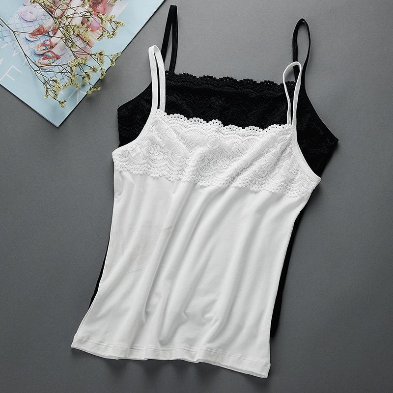  Áo Ba Lỗ Mỏng Vừa Vặn Cho Nữ Áo Ba Lỗ Lớn Có Dây Đeo Lớp Lót Ren Mùa Xuân Và Mùa Hè Áo Vest Có Dây Đeo Phía Dưới Màu Đen Và Trắng 