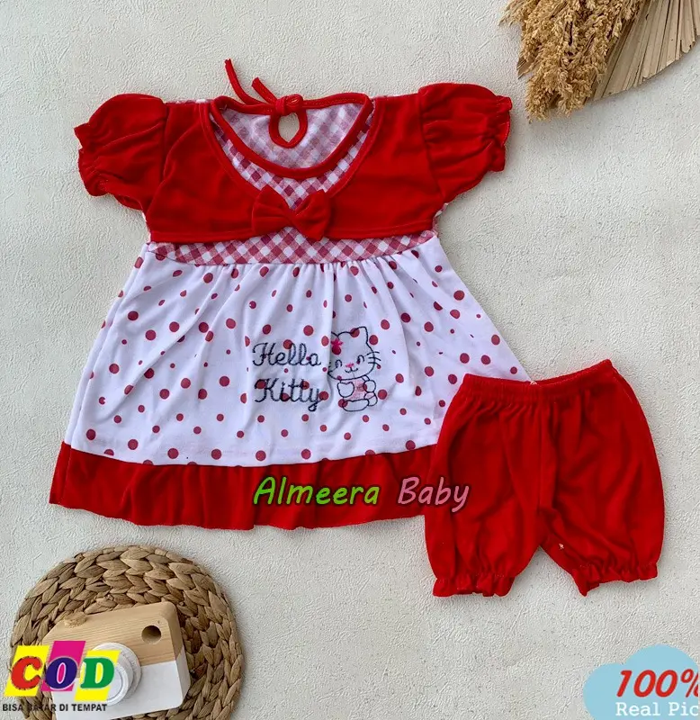 Nanaku Baby - Setelan Baju Anak Perempuan Dress Bayi Usia 3-12 Bulan