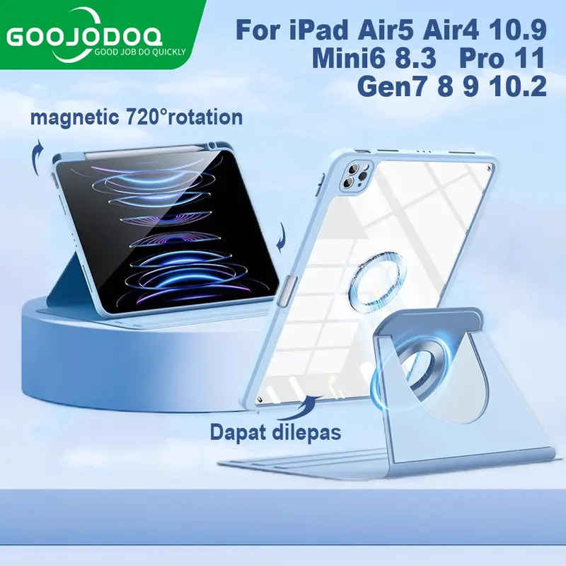 GOOJODOQ Casing For iPad Air5 Air4 10.9 magnetic 720° rotation iPad case For Mini6 8.3 2021 Pro11 2021 Gen7 Gen8 Gen9 10.2 0