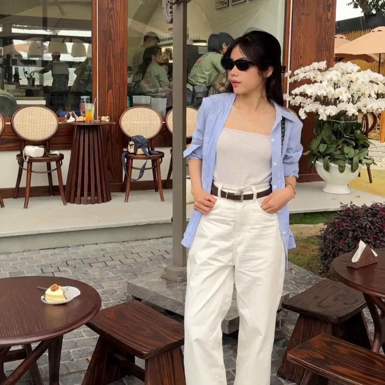 Sơ mi kẻ xanh nhạt La.meiz