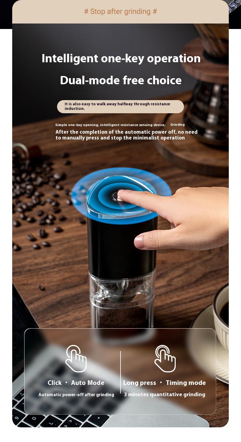 Product Introduction of Electric Coffee Bean Grinder Ultra-Fine Powder Machine Household Small Automatic Grinder Hand-Cranked Cross-Border Coffee Machine 7