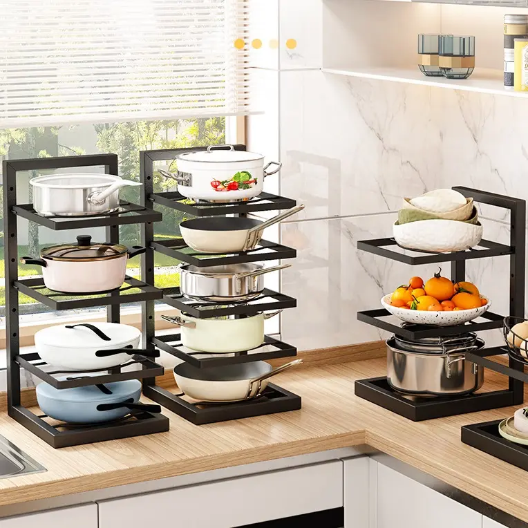 [BISA COD] Rak Panci Susun Dapur Stainless Steel Rak Wastafel Tempat Penyimpanan Wajan Pot Mutlifungsi