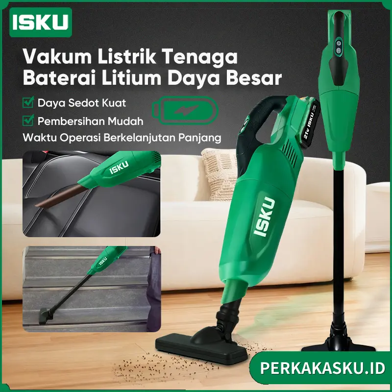 ISKU Vacuum Listrik Nirkabel Baterai Lithium Vakum Cleaner Penyedot Debu Rumah Vacum Karpet dan Kasur