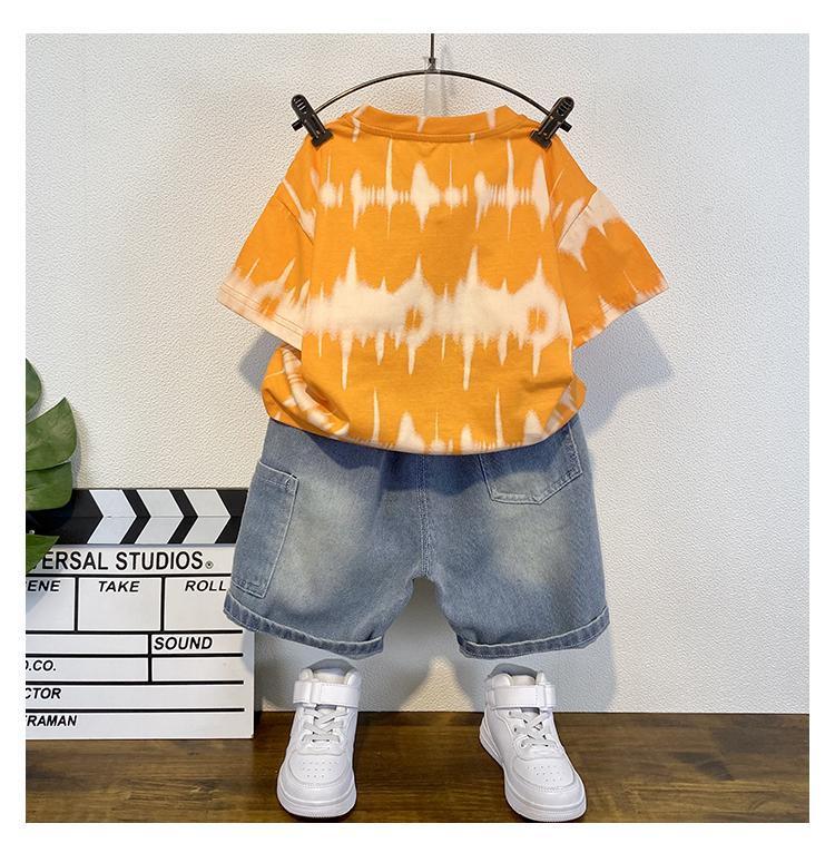 Product Introduction of Bộ Đồ Ngắn Tay Mùa Hè Cho Bé Trai, Phong Cách Phương Tây, Quần Đùi Denim Cho Trẻ Em, Thời Trang Mới 2024, Thiết Kế Xếp Ly Đẹp Trai, Quần Áo Mỏng Cho Em Bé 15