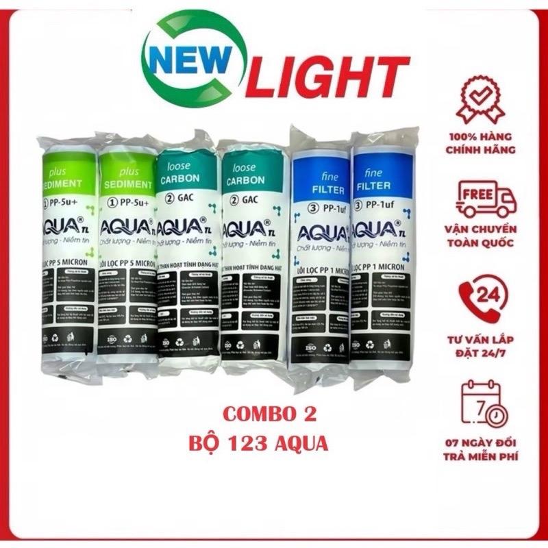 ￼Combo 2 bộ lõi lọc 123 Aqua dùng cho máy lọc nước RO gia đình - Gồm 2 lõi số 1, 2 lõi số 2, 2 lõi số 3