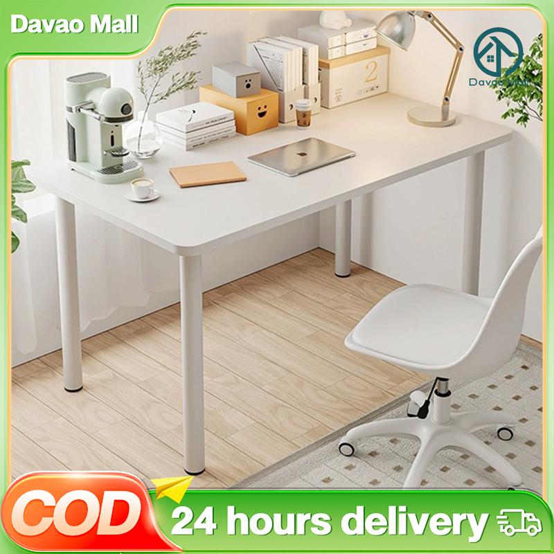 DM 80/100/120/140CM Nordic Round Legged Computer Table White - TikTok ...