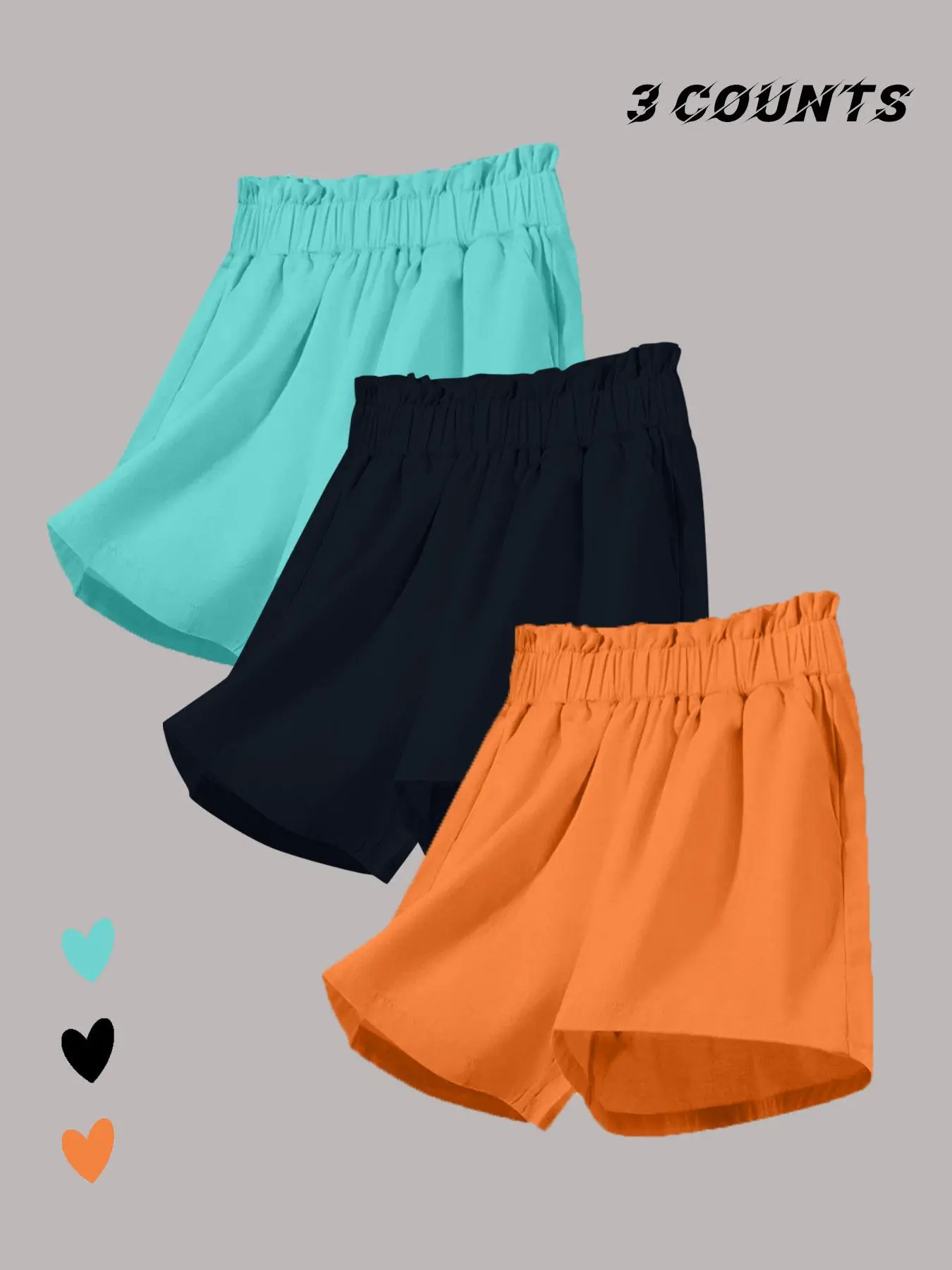 Women's Solid Color Paper Bag Waist Shorts, Casual Elastic Waist Shorts for Summer, Ladies Bottoms for Daily Wear