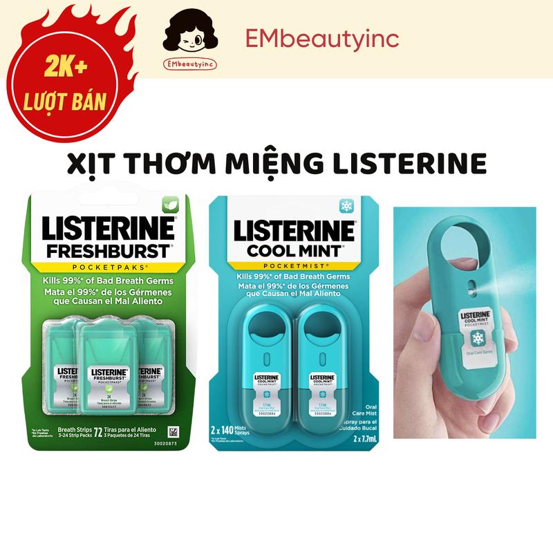  Set Xịt Thơm Miệng Listerine 7.7ml x 2 cái - Hàng Mỹ 