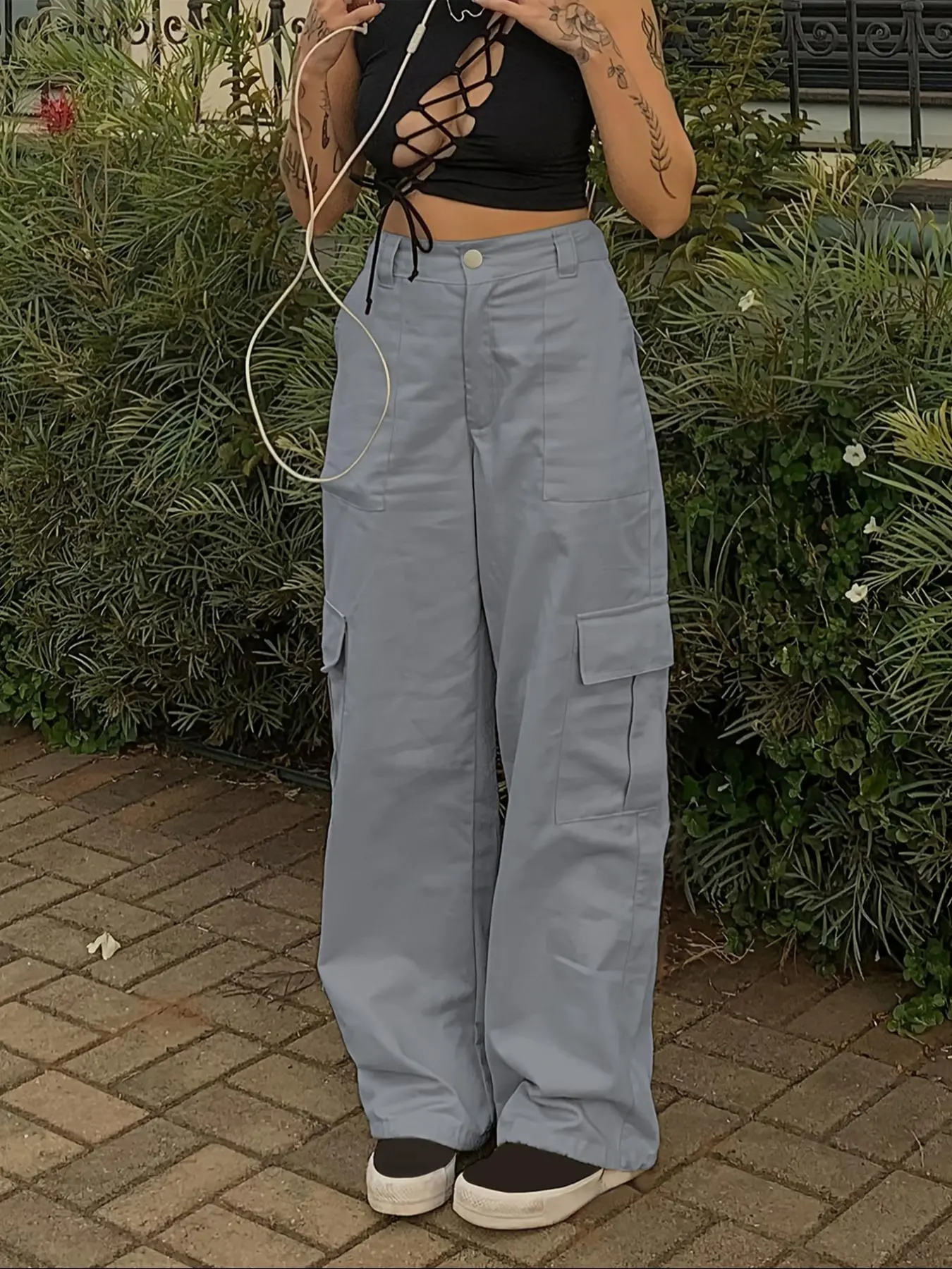 Women's Cargo Pants, Casual Pocket Trousers for Daily Wear, Pants for Women, Ladies Bottoms for Four Seasons , Womens Fashion Must-have Pants, Comfortable Cotton Trousers