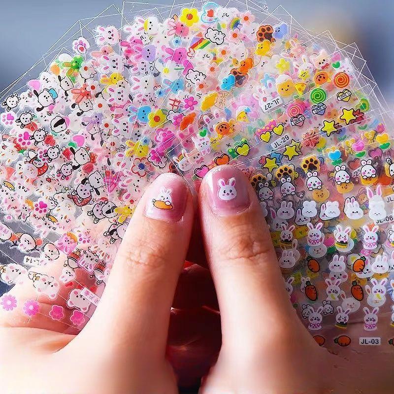Miếng Dán Móng Tay Thỏ Hoạt Hình, Dễ Thương Và Ngọt Ngào, Dành Cho Trẻ Em, Phong Cách Công Chúa, Không Thấm Nước, Thích Hợp Làm Đồ Chơi Cho Trẻ Em, Miếng Dán Thỏ