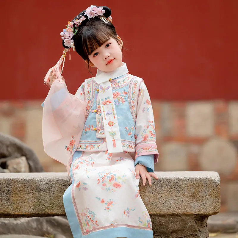 Váy Hanfu Phong Cách Cung Điện, Váy Gege Cho Trẻ Em Mới, Phong Cách Triều Thanh Quý Cô, Váy Công Chúa Sườn Xám Siêu Thanh Lịch, Thích Hợp Cho Bé Gái, Xếp Hạng Tích Cực 96%