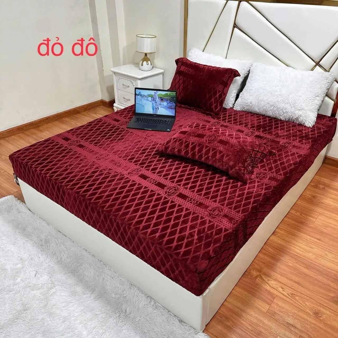Set 3 món ga gối coco nỉ nhung mềm mịn ấm áp loại 1
