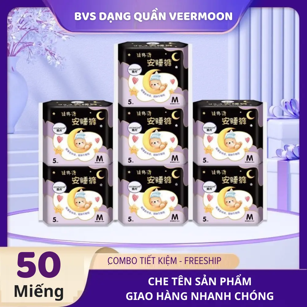 [Combo 50 miếng - Freeship] Băng vệ sinh quần Veermoon size S/M/L/XL (35-105kg)