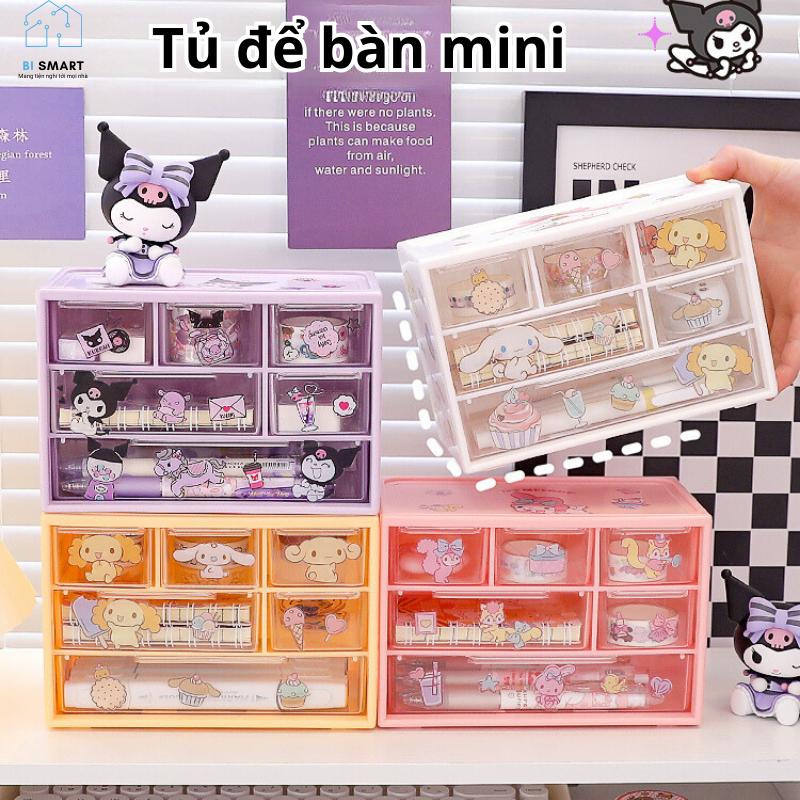 Tủ đồ mini 6 ngăn để bàn đa năng đựng mỹ phẩm dụng cụ học tập có thể xếp chồng lên nhau với 4 màu sắc Bismart