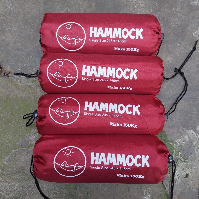 HAMMOCK MATAHARI GOLD OUTDOOR ADVENTURE SIZE 245X145CM +2PCS TALI HAMMOCK Camping Gantung 8