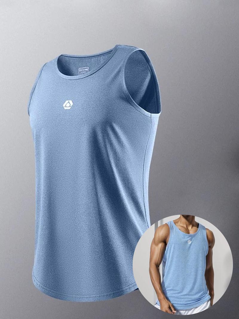 Product Introduction of Men's Letter Print Round Neck Tank Top, Regular Fit Sporty Sleeveless Vest for Gym Workout Running Training, Casual Comfy Breathable Top for Summer 4