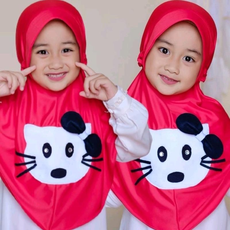 Jilbab Anak Perempuan Kerudung Anak Perempuan PAUD Jilbab Anak TK Terbaru Motif Hello Kitty Muslim Nyaman - Instan 1